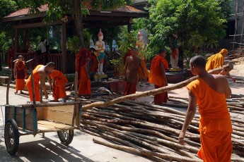 Monks working in Phnom Penh