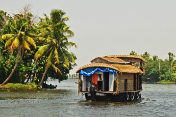 A typical houseboat in the backwaters of Kerala