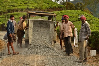 Road construction in the hills of Munnar