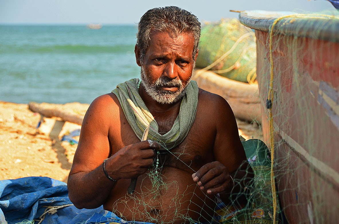 A fisherman at Cape Comorin
