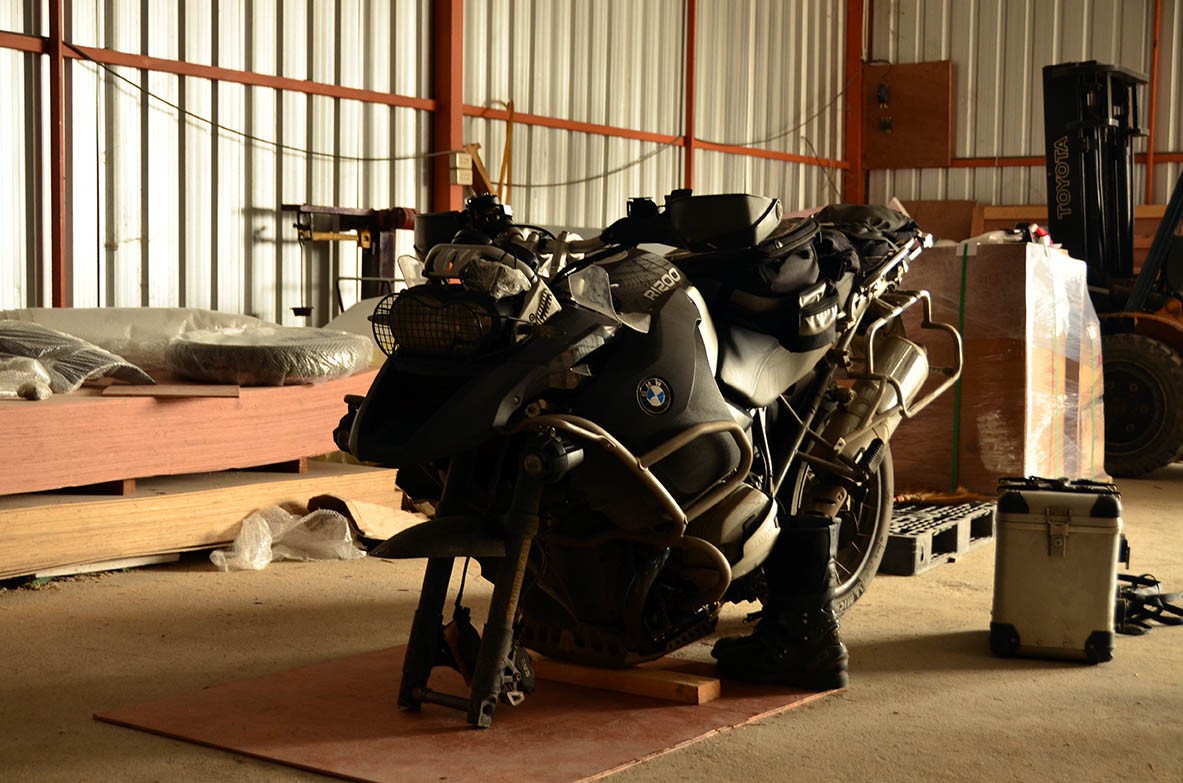 Preparing the bike for the flight to Kathmandu